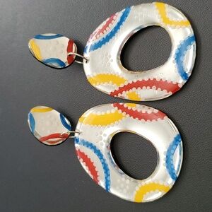 Hand-made Hand Crafted Colorful Vibes Resin Earrings New